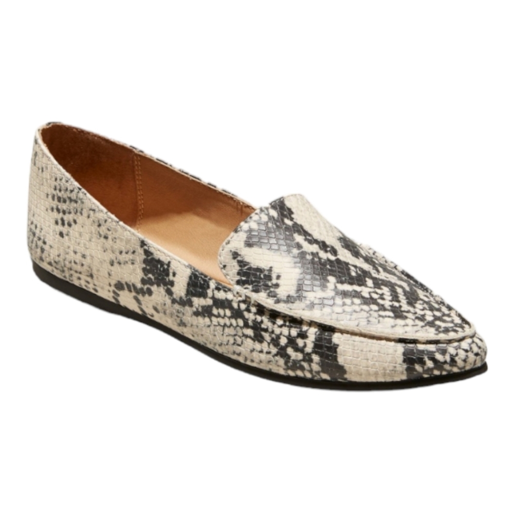 Women's Micah Faux Leather Snake Print Pointy Toe Loafers, 6, 6.5